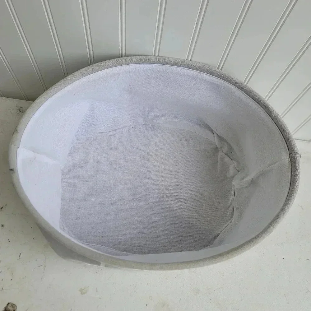 Dog Toys Oval Gray Canvas w/Handles Storage Basket Organizer Bin Box 7.5x15x12